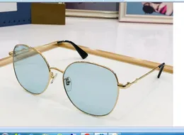 2023 mujeres hombres gafas de sol de alta calidad oro fino metal marco completo gris cielo azul gafas cuadradas disponibles con caja