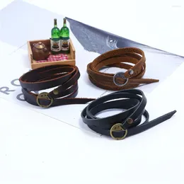 Charm Bracelets Vintage Bracelet Long Leather Rope Made Classic Handware Accessories Waist Belt Change For Men Wrist Decoration Emboss Words