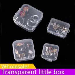 T Plast Transparent liten fyrkantig smyckeslåda öronproppar Little Box Jewelry Mini Storage Box kan vara logotyp B0068