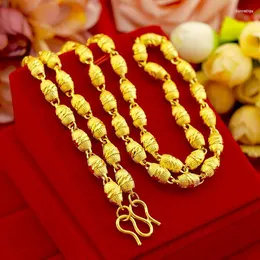 Chains LUXURY FASHION 14K GOLD NECKLACE FOR MEN WEDDING ENGAGEMENT ANNIVERSARY JEWELRY OLIVE SHAPE YELLOW MAN'S NECKLACES GIFTS