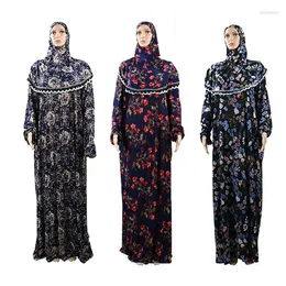 Etnik Giyim Dubai Müslüman Abaya Floral Elbise Jalabiya Musulman İslami Kadınlar Orta Doğu Fas Kaftan Arapça Türkiye Robe Vestidos