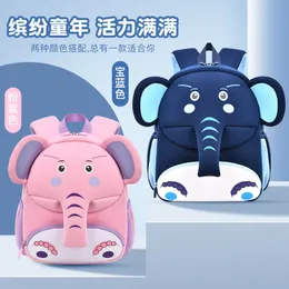 Backpacks Kindergarten Backpack Cartoon Cute Elephant Michilas Schoolbag Neoprene Mini Kid Bag Pack Lightweight Anti-Lost School Bags 230626