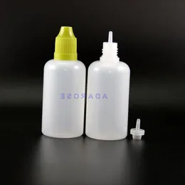 50 ml Lot 100 st högkvalitativa plastdropparflaskor med barnsäkra mössor och spetsar Säker e Cig Squeeze Bottle Long Nipple CBPGU