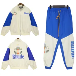 23New Mens Tracksuits Designer Sports Jacket Set Rhude Hoodie Mens Set, Fashionable Casual Par Matching Clothing European Size S-XL