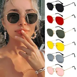 Motorcycle Sunglasses 2023 Retro UV400 Metal Frame Men Women Small Square Polygon Mirrored Lens Luxury Driving Eyewear