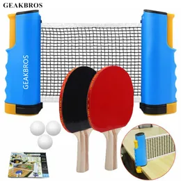 卓球ネットのポスト格納式ネットポータブルテーブルテニスを備えたPingPongパドルセット大人の屋内屋外ゲーム家族スポーツ230625