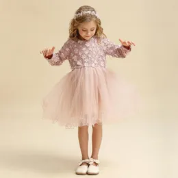 Abiti da ragazza Flower Girls Dress For Kid Autunno Inverno Manica lunga Compleanno Festa di nozze Tutu Costume natalizio Bambini Abbigliamento casual