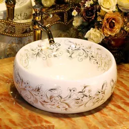 Lavatório de cerâmica feito à mão da China Lavobo Round Counter top decoração lavatório de arte Nomco