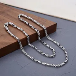 Łańcuchy czyste s925 srebrne srebrne mężczyzn 4 mmw łańcuch bizantyjski sześcio-słowowy naszyjnik motto 55 cm 33-36G