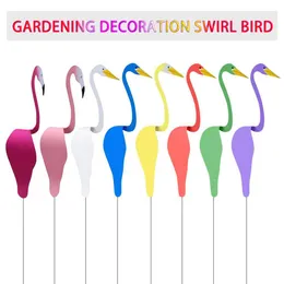 Obiekty dekoracyjne figurki flamingo wiring ptak kreatywny metal dynamiczny biały kaczka obracaj Breeze Lawn Art Ozdoby domowe dekoracja ogrodu 230626