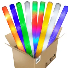 LED 조명 스틱 828pcs Led Glow Sticks Light Up Glow FOAM Stick 생일 파티를위한 응원 튜브 어두운 파티 3 모드 230625