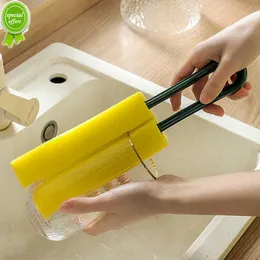 Новая двухсторонняя губка-щетка для чашки, кухонный инструмент для мытья посуды, стеклянная бутылка для напитков, стеклянная чашка, щетки для мытья, гаджеты