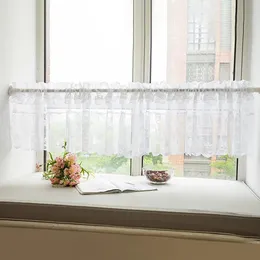 Curtain White Lace Short Curtains For Cabinet Kitchen Tulle Window Cafe El Doorway Half Valance Drapes 150x45cm