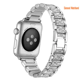 Bling Bands Smart Straps для Apple Watch 38 мм 40 мм 42 мм 44 мм 41 мм 45 мм 49 мм Ultra Iwatch 8 7 6 5 4 3 2 SE Алмазный горный хрусталь из нержавеющей стали Металлический браслет Ремешок для браслета