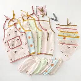 3 pezzi/set neonato bambini grembiule impermeabile e resistente alle macchie maniche a bandana grembiule artistico accessori bavaglino 12-36 mesi
