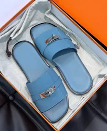 Sapatos de verão masculinos de luxo Gabriel Sandálias de couro de bezerro Slip On Slide Flats de couro de praia Casual para caminhada Chinelos de menino Slip On EU38-46