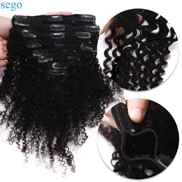 Synthetische Perücken SEGO Haarspangen im brasilianischen Echthaar Afro verworrenes lockiges Clip-in-Haar 8-teiliges Set Natürliches schwarzblondes Haar x0626