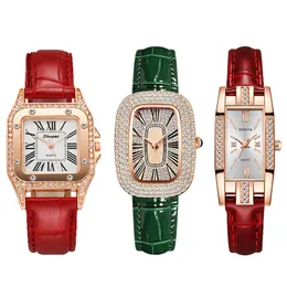 Women's Watches Luxury Fashion Green Watches Women Qualities Diamond Studded Quartz Watch Ladies Leather Wristwatches Elegant 230626