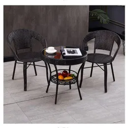 Camp Furniture Balcony Leisure Table And Chair Rattan Three-piece Tea Combination Small Coffee