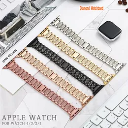 Bling Diamond Straps for Apple Watch Band 38mm 40mm 41mm 42mm 44mm 45mm SE2 Women Classic Stainless Steel Metal Watchband for iWatch Series 8 7 6 5 4 3 2 Bands Pretty Shiny