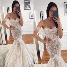 Mermaid Dresses Sexy Off Shoulder Sweetheart Lace Wedding Dress Sweep Train Appliques Robe De Mariee Bridal Gowns