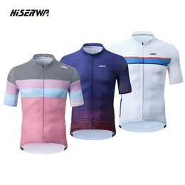 Cycling Shirts Tops HISERWA Cycling Jersey Short Sleeve Summer Men MTB Road Bicycle Sports Cycling Clothing Breathable Bike Jersey Tops 230625