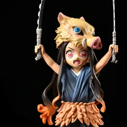액션 장난감 피겨 악마 슬레이어 애니메이션 피겨 Kimetsu no yaiba 19cm 돼지의 머리 kamado nezuko figurine manga pvc 모델 만화 인형 어린이 230625