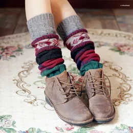 Женские носки, женские зимние теплые вязаные наколенники, чулки, рождественские лосиные носки, винтажные сапоги из толстой нити, сустав