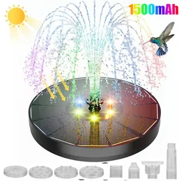 Decorazioni da giardino Pompa ad acqua per fontana solare con luci a LED colorate per bagno per uccelli 3W 7 ugelli 4 fissaggi Serbatoio per laghetto galleggiante 230626