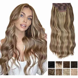 Synthetic Wigs Lace Wigs SARLA Synthetic Long Wavy Clip In Hair 22" 4pcsset Thick Hairpiece For Women Brown Blonde Black Natural Fake Hair x0626
