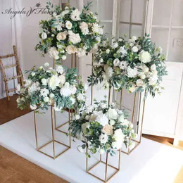 Custom Large 70cm Artificial Flower Ball Wedding Table Centerpieces Stand Decor Table Flower Geometric Shelf Party Stage Display 220112