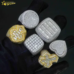 Fine Iced Out Hip Hop Cuban Ring Позолоченное серебро 925 пробы Vvs Moissanite Diamond для мужчин