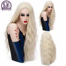 Synthetic Wigs MSIWIGS 70CM Long Pink Wavy Cosplay Natural Women s Blonde Wig 29 Colors Heat Resistant Hair 230627