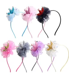 Cute Girl Crown Hairband Fashion Kids Princess Flower Hairwear Baby Ribbon Headband Childrens Party Hair Accessories TTA16484262004