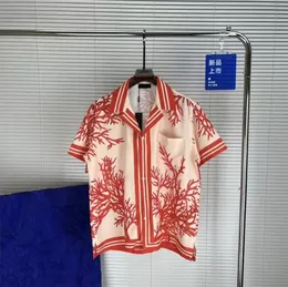 Designer skjorta herrknapp upp skjortor tryck bowling skjorta hawaii blommor casual skjortor män smal passar kort ärm klänning hawaiian t-shirt m-3xl u15