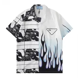 Высококачественные дизайнерские блузки-рубашки Мужские Camisas De Hombre Модные геометрические буквы с принтом Повседневные рубашки Мужчины с коротким рукавом с отложным воротником Деловая классическая рубашка M-3XL023