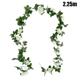 Dekorativa blommor 16 huvuden 7ft konstgjorda faux siden blomma rose blad girland vinrankor heminredning för bröllop torkade vinstockar trädgård vägg dekal