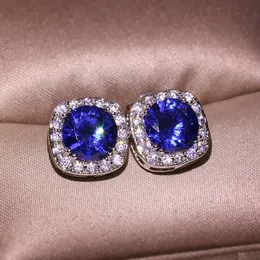 Stud Earrings Designer Women Stud Earrings 925 Silver Pin Shiny Crystal Stud Geometric Round Diamond Earrings Fashion Luxury Wedding Jewelry