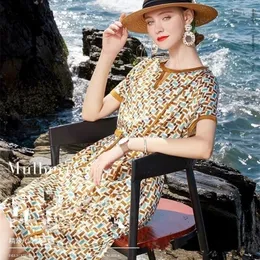 Zuoman Roose Floral Chiffon Dress Summer Vintage Casuare Silk Midi DresエレガントボディーコンパーティーVestido 220526