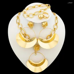 Halsbandörhängen set överdriver guldfärgsmycken för kvinnor dingle and bangle chain Dubai African Weddings Party Party