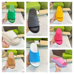 G Mens Slides guxci Designers gussie Canvas Womens Slippers Luxurys Platform Interlocking Hollow Rainbow Slipper Thick Soles 5cm Wedges Sandals Summer