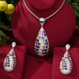 Collana Orecchini Set Luxury Women Wedding Top Crystal Waterdrop Pendant Jewelry Design Fashion Shiny Gift Sets