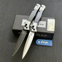 Benchmade 4170/4170 mln Automatyczne fakty Nóż 3,95 "S90V Czarny DLC Spear Point Blade Aluminiowe uchwyty z włóknem węglowym EDC 417/417BK Narzędzia