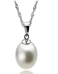 Högkvalitativ 925 Sterling Silver 12mm Pearl Pendant Necklace Choker med Chain Fashion Silver Jewelry Cheap Whole6635444