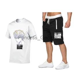 Fatos de treino masculinos com estampa Slam Dunk, trajes esportivos, camisetas, shorts, conjunto de 2 peças, agasalho de anime japonês, conjunto de jogging para roupas esportivas x0627