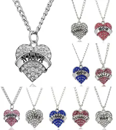 Mother Day Gift Mom Daughter Sister Grandma Nana Aunt Family Necklace Crystal Heart Pendant Rhinestone Women Jewelry2497728
