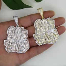 80 -talets babybrevhänge halsband för kvinnors män två färg 5a kubik zirkon asfalterade hiphop gåva smycken