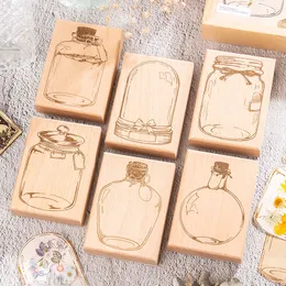 Stamps Yoofun Large Size Vintage Dream in Bottle Wooden Stamp Journaling Scrapbooking DIY Wood Bottles Retro Stationery 230627