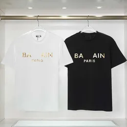 Herr tshirts designer mode klassisk balman skjorta ren bomullsmetall paris brev tryckta tees sommarmens och kvinnor par lös gata överdimensionerad t