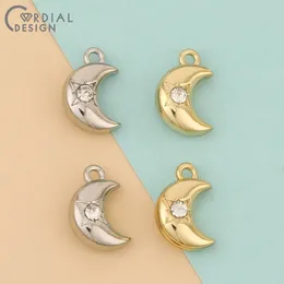 Colares design cordial 100 peças 10*14mm amuletos diy/acessórios de joias/formato de lua/pingente de strass/componentes de descobertas de joias/feitos à mão